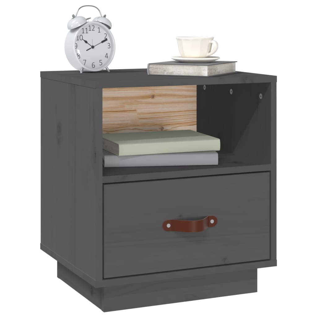Tables de chevet 2 pcs Gris 40x34x45 cm Bois de pin massif - XIOS
