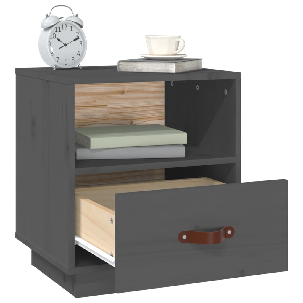 Tables de chevet 2 pcs Gris 40x34x45 cm Bois de pin massif - XIOS