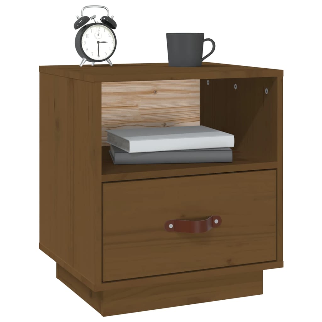 Table de chevet Marron miel 40x34x45 cm Bois de pin massif - XIOS