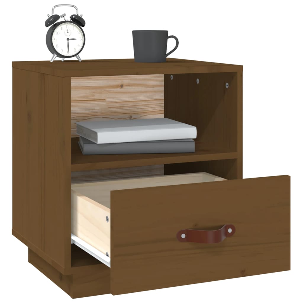 Table de chevet Marron miel 40x34x45 cm Bois de pin massif - XIOS