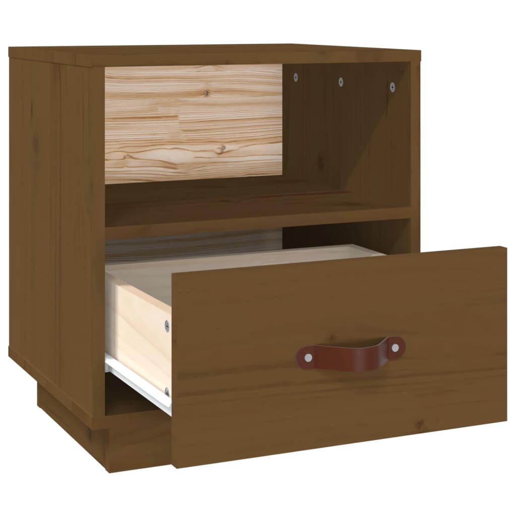 Table de chevet Marron miel 40x34x45 cm Bois de pin massif - XIOS