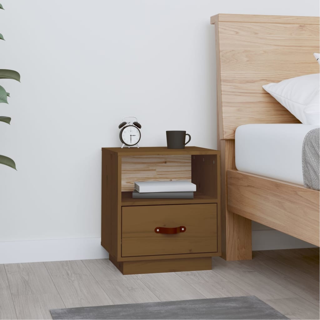Table de chevet Marron miel 40x34x45 cm Bois de pin massif - XIOS