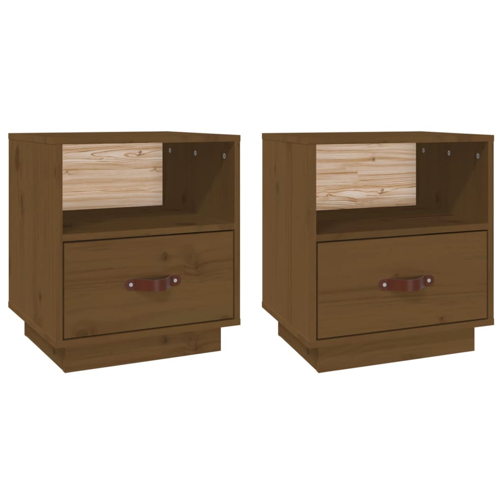 Tables de chevet 2pcs Marron miel 40x34x45cm Bois de pin massif - XIOS