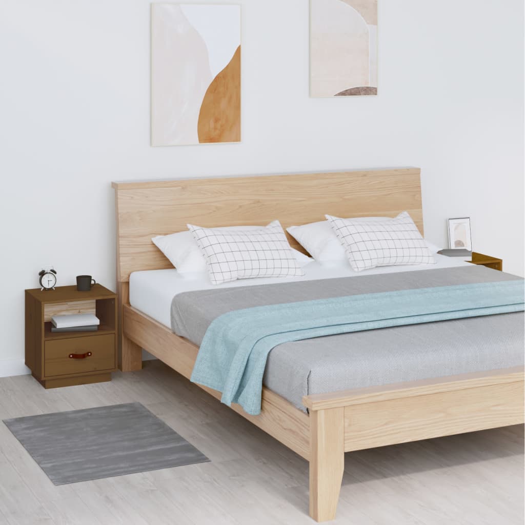 Tables de chevet 2pcs Marron miel 40x34x45cm Bois de pin massif - XIOS