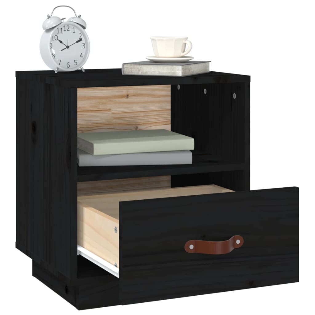 Tables de chevet 2 pcs Noir 40x34x45 cm Bois de pin massif - XIOS