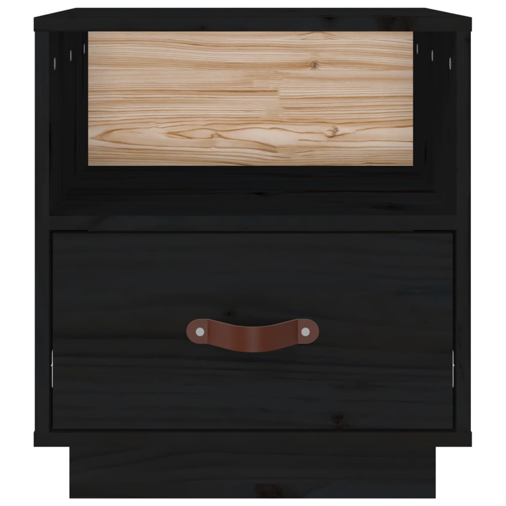 Tables de chevet 2 pcs Noir 40x34x45 cm Bois de pin massif - XIOS