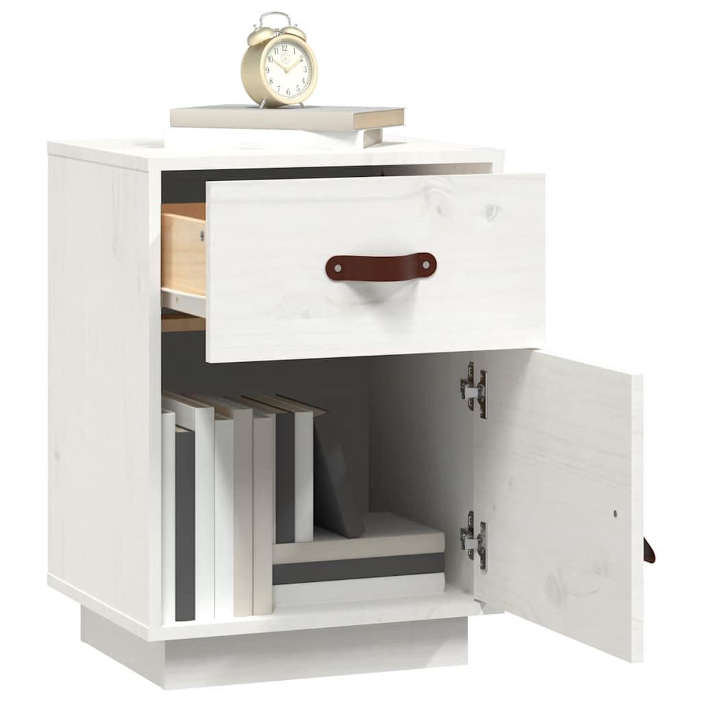 Table de chevet Blanc 40x34x55 cm Bois de pin solide - XIOS