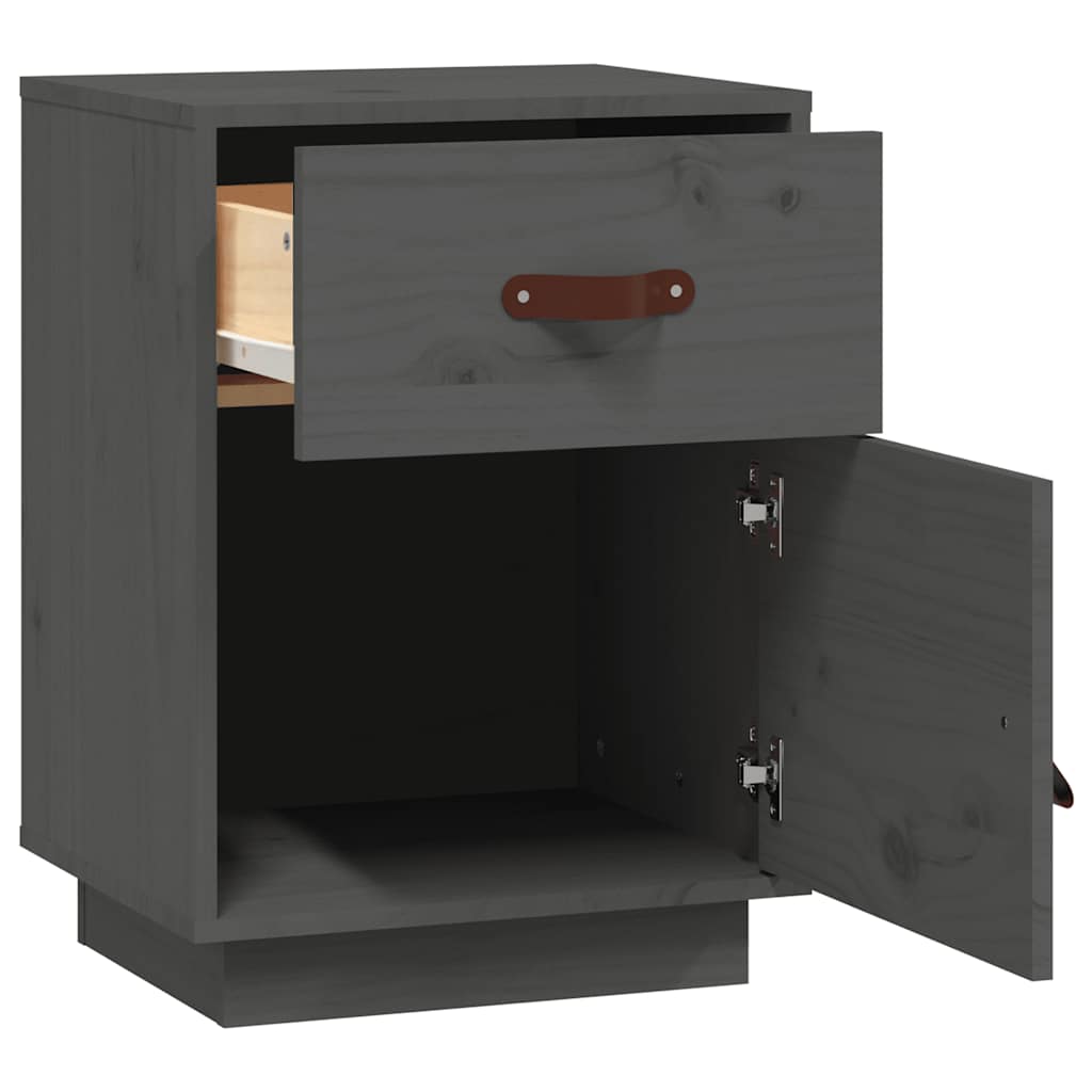 Tables de chevet 2 pcs Gris 40x34x55 cm Bois de pin massif - XIOS