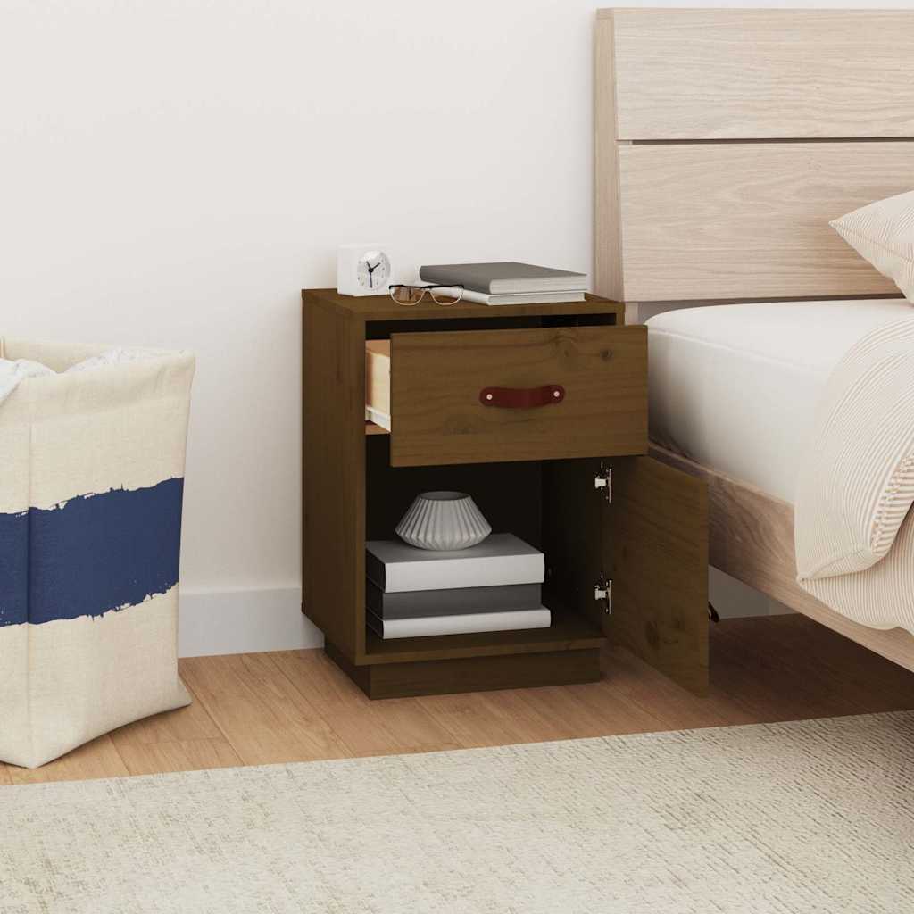 Tables de chevet 2pcs Marron miel 40x34x55cm Bois de pin massif - XIOS