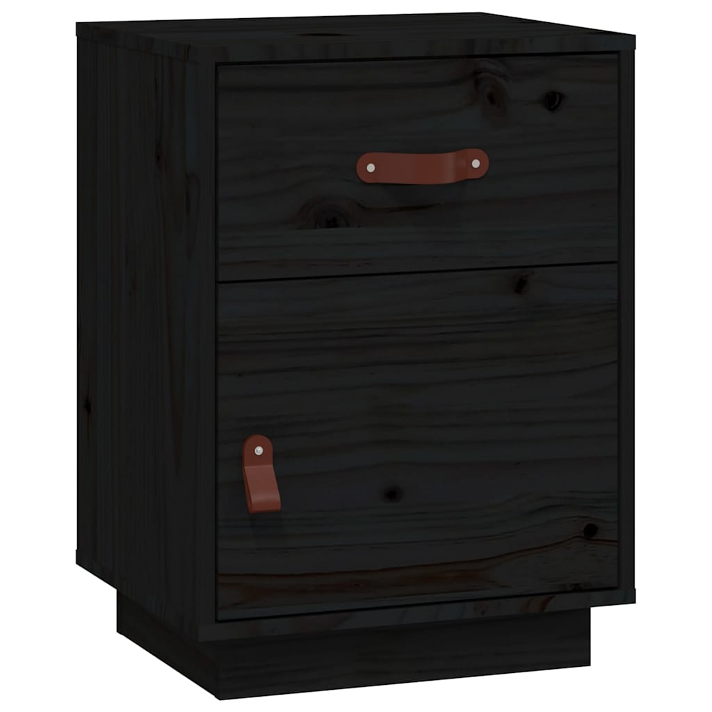 Table de chevet Noir 40x34x55 cm Bois de pin solide - XIOS