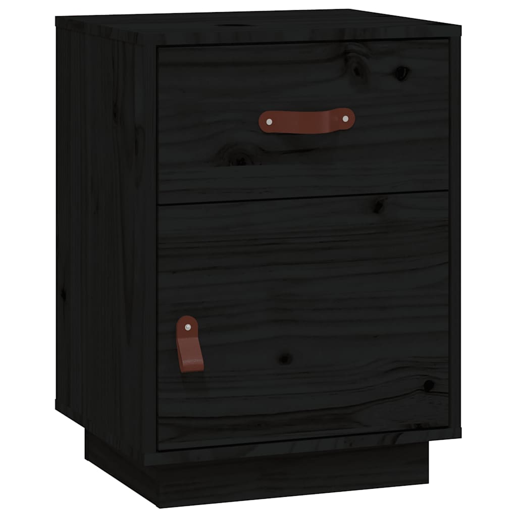 Tables de chevet 2 pcs Noir 40x34x55 cm Bois de pin massif - XIOS
