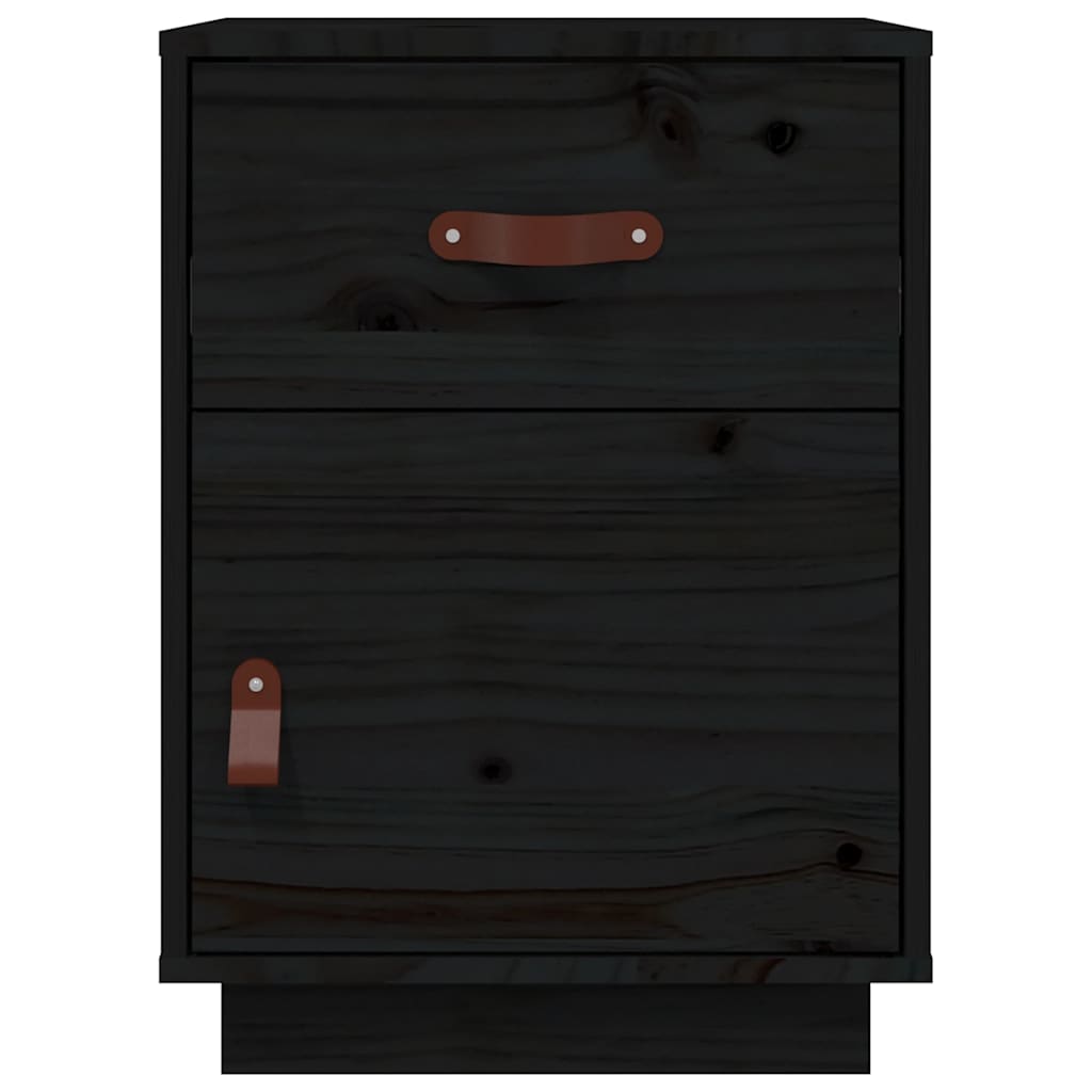 Tables de chevet 2 pcs Noir 40x34x55 cm Bois de pin massif - XIOS
