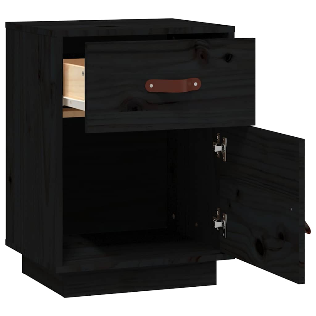 Tables de chevet 2 pcs Noir 40x34x55 cm Bois de pin massif - XIOS