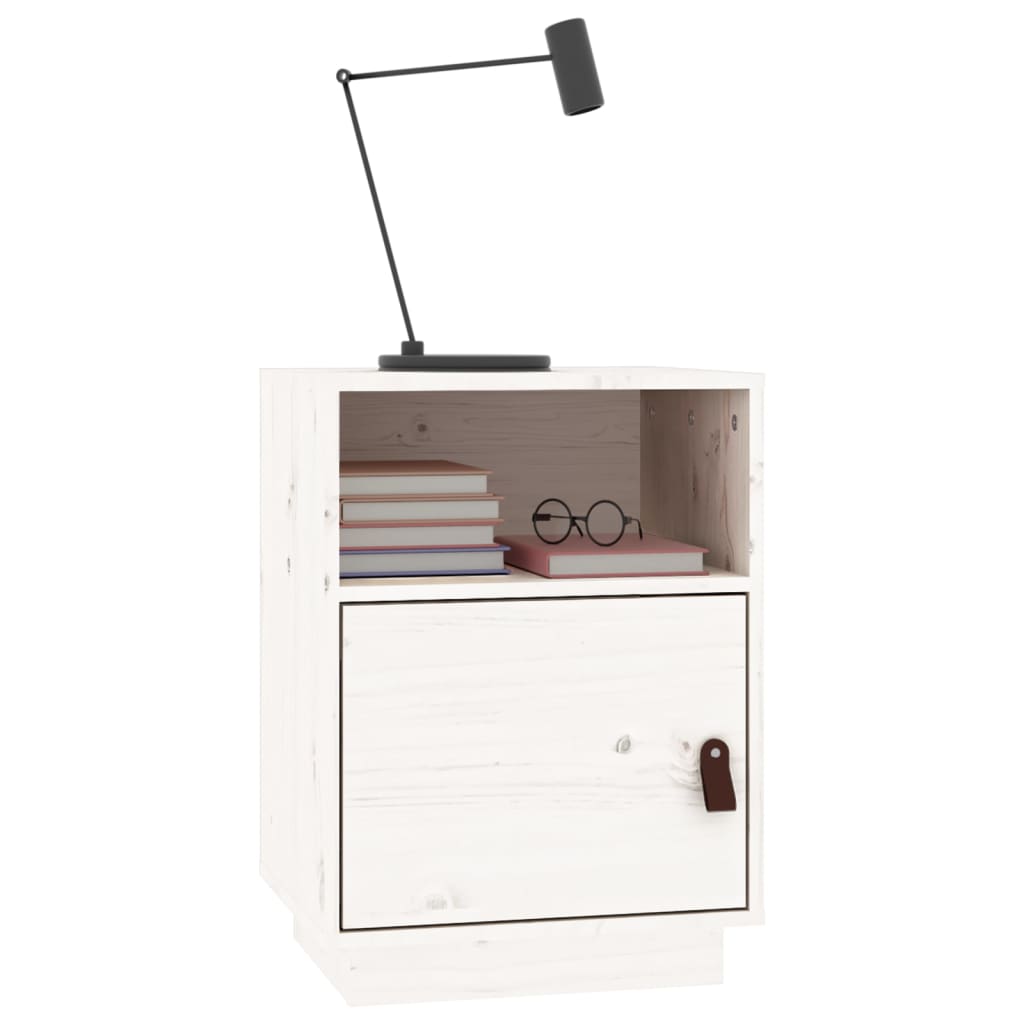 Table de chevet Blanc 40x34x55 cm Bois de pin solide - XIOS