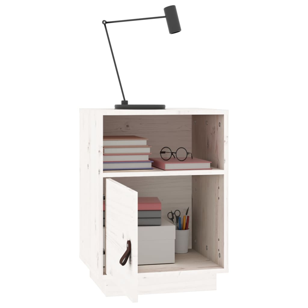Table de chevet Blanc 40x34x55 cm Bois de pin solide - XIOS