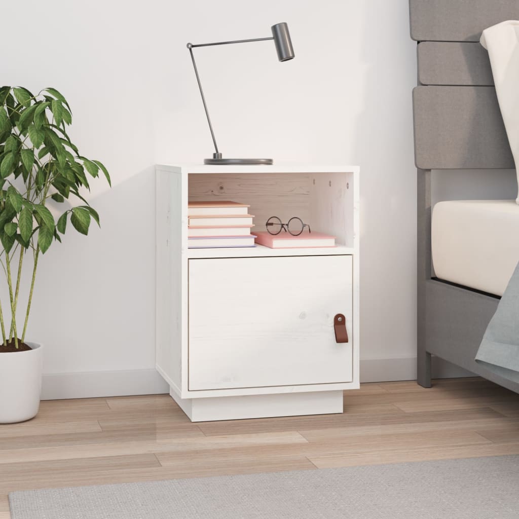 Table de chevet Blanc 40x34x55 cm Bois de pin solide - XIOS