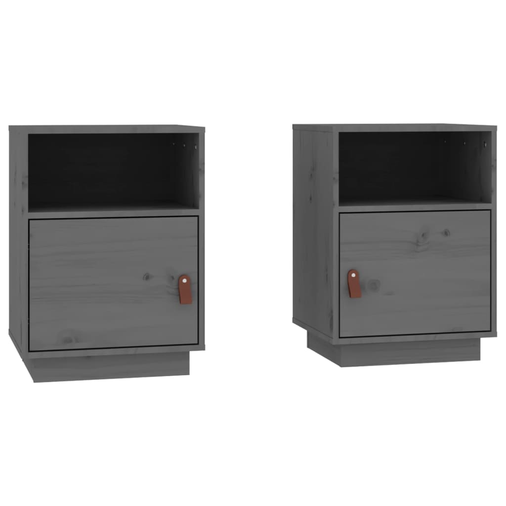 Tables de chevet 2 pcs Gris 40x34x55 cm Bois de pin massif - XIOS