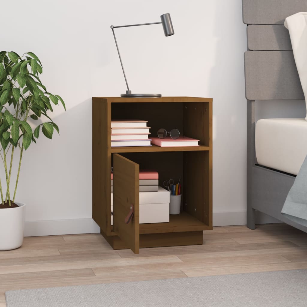 Table de chevet Marron miel 40x34x55 cm Bois de pin massif - XIOS