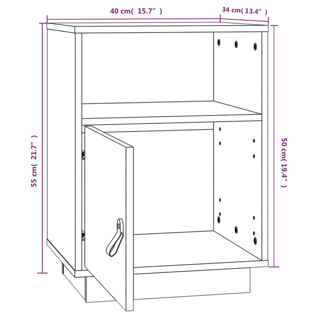 Table de chevet Marron miel 40x34x55 cm Bois de pin massif - XIOS