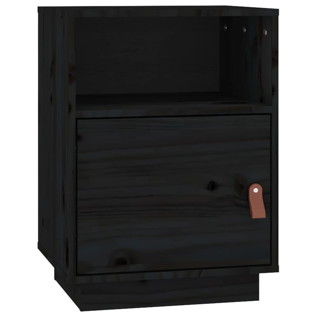 Table de chevet Noir 40x34x55 cm Bois de pin massif - XIOS