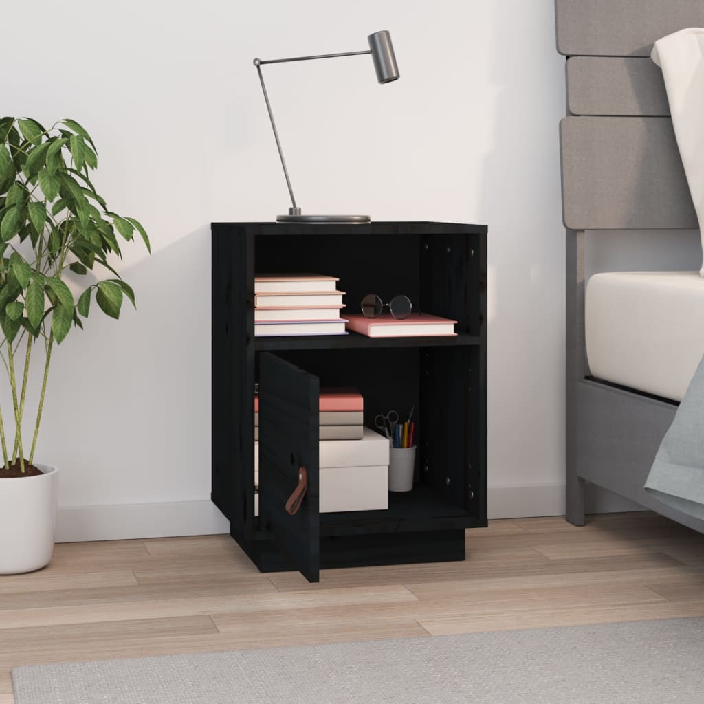 Table de chevet Noir 40x34x55 cm Bois de pin massif - XIOS
