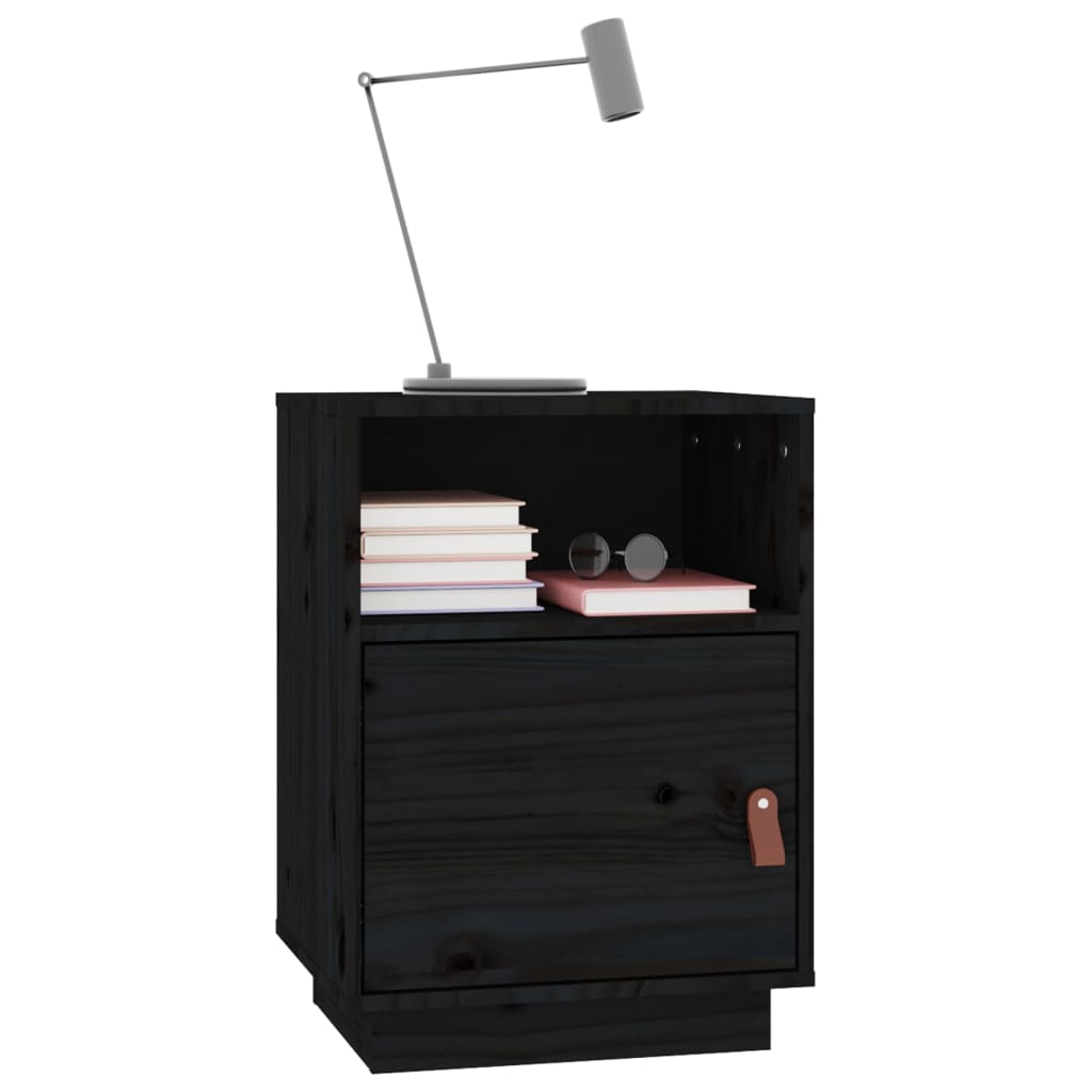 Table de chevet Noir 40x34x55 cm Bois de pin massif - XIOS