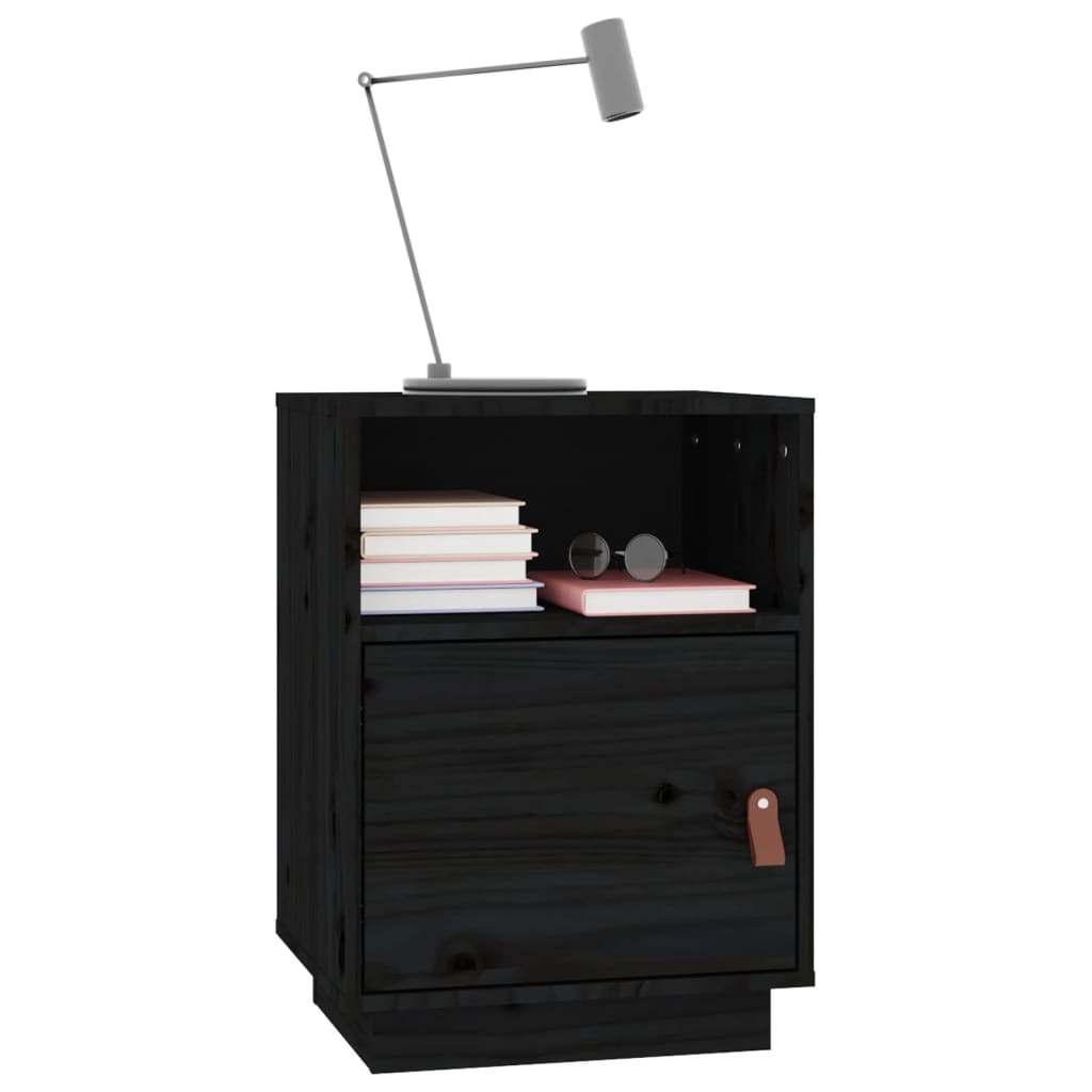 Tables de chevet 2 pcs Noir 40x34x55 cm Bois de pin massif - XIOS