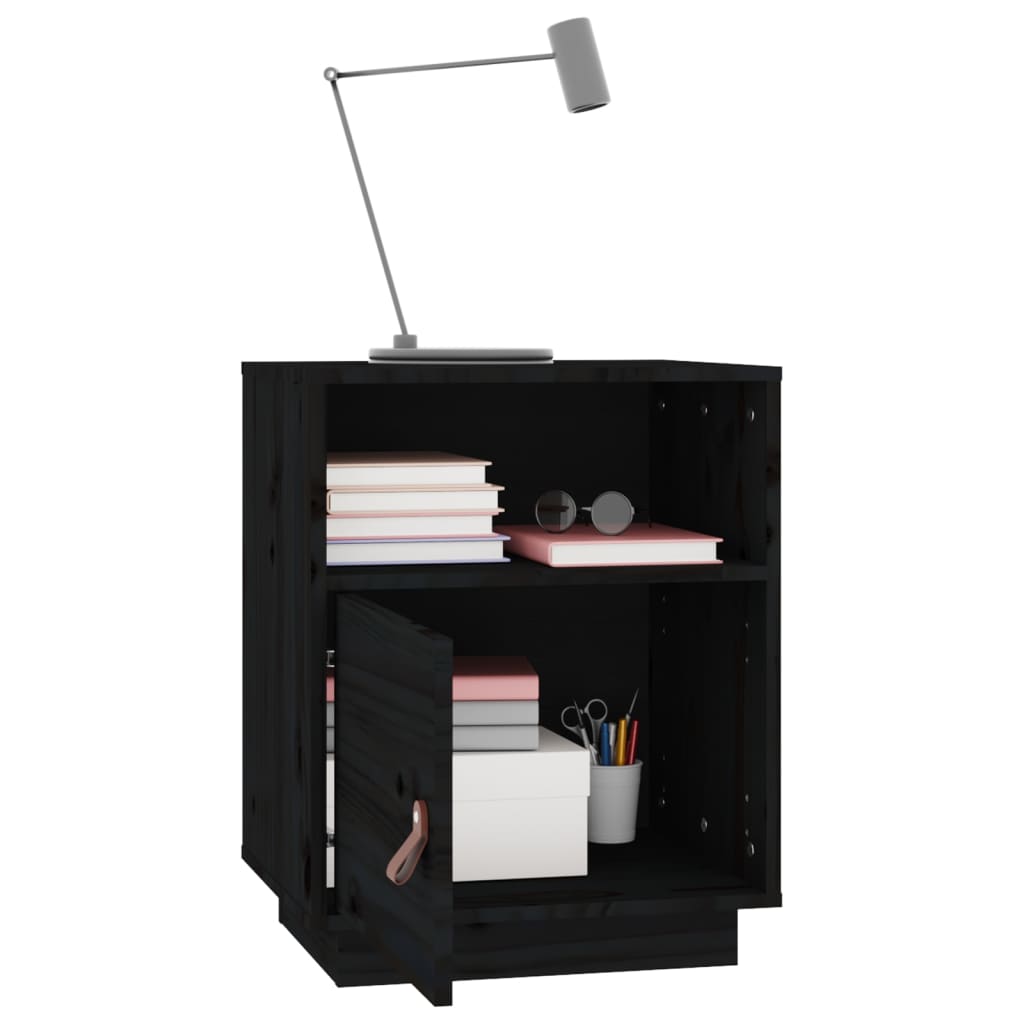 Tables de chevet 2 pcs Noir 40x34x55 cm Bois de pin massif - XIOS