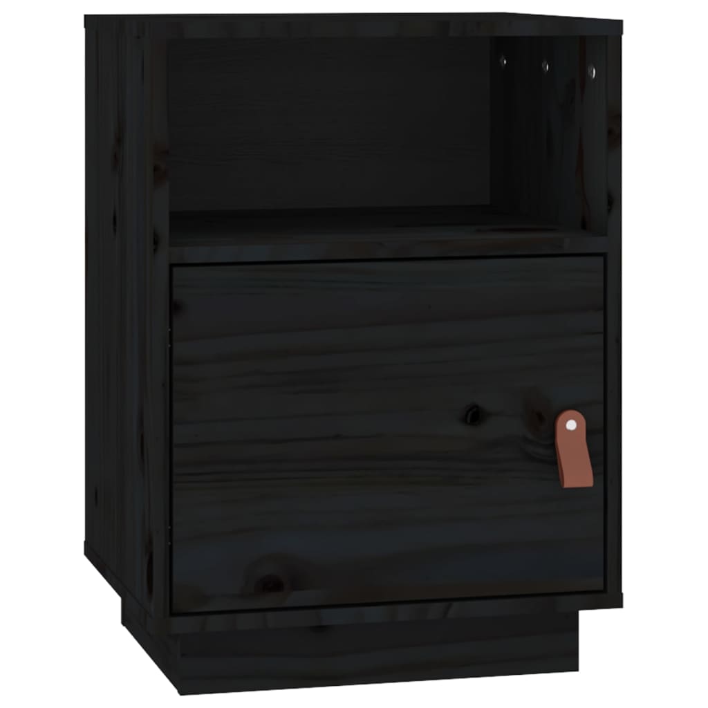 Tables de chevet 2 pcs Noir 40x34x55 cm Bois de pin massif - XIOS