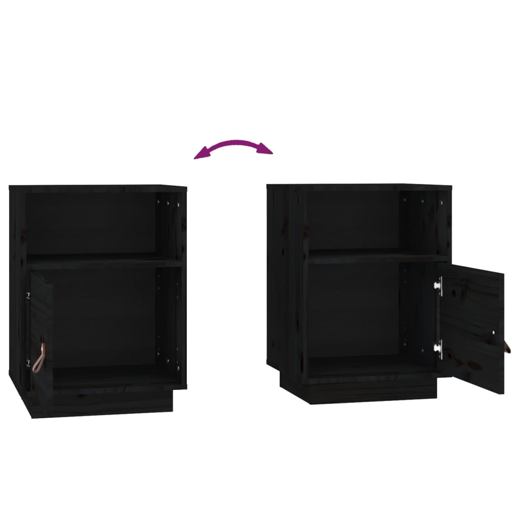 Tables de chevet 2 pcs Noir 40x34x55 cm Bois de pin massif - XIOS