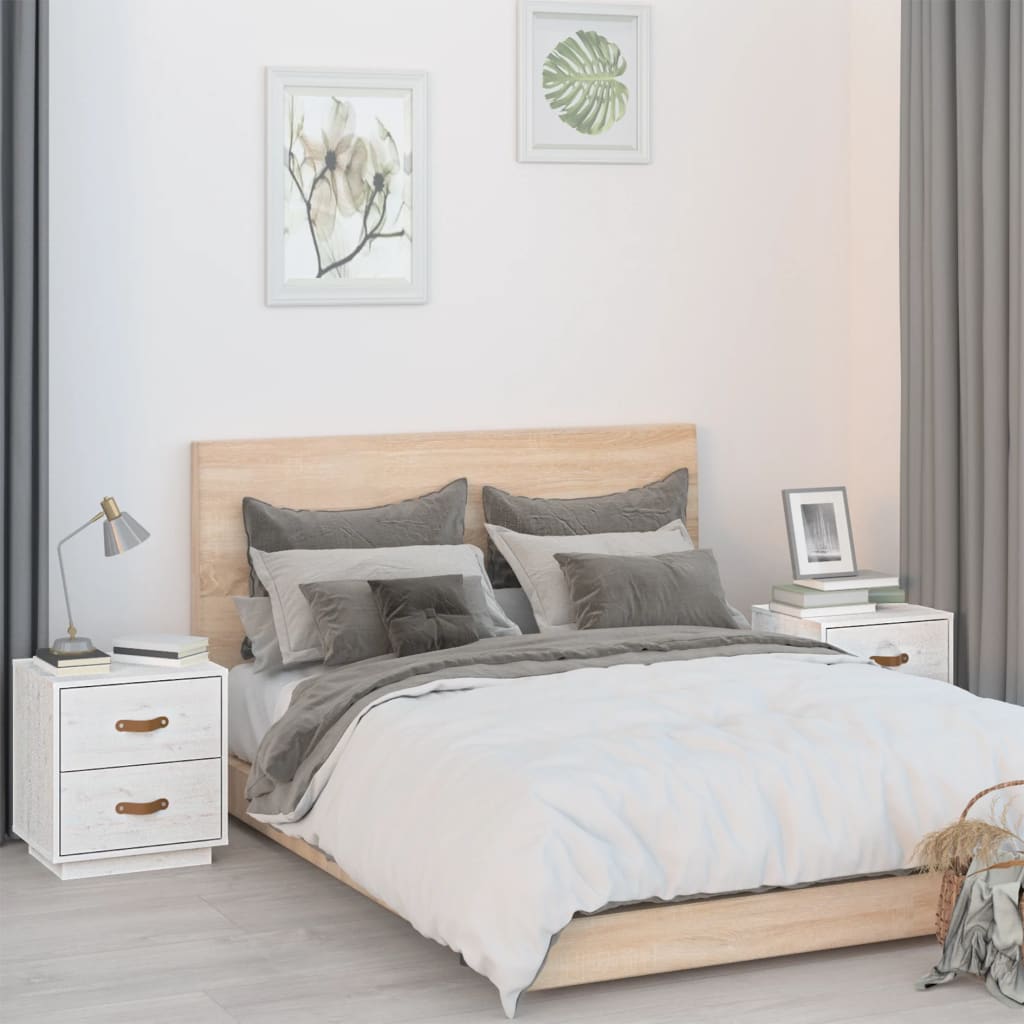 Tables de chevet 2 pcs Blanc 40x34x45 cm Bois de pin massif - XIOS