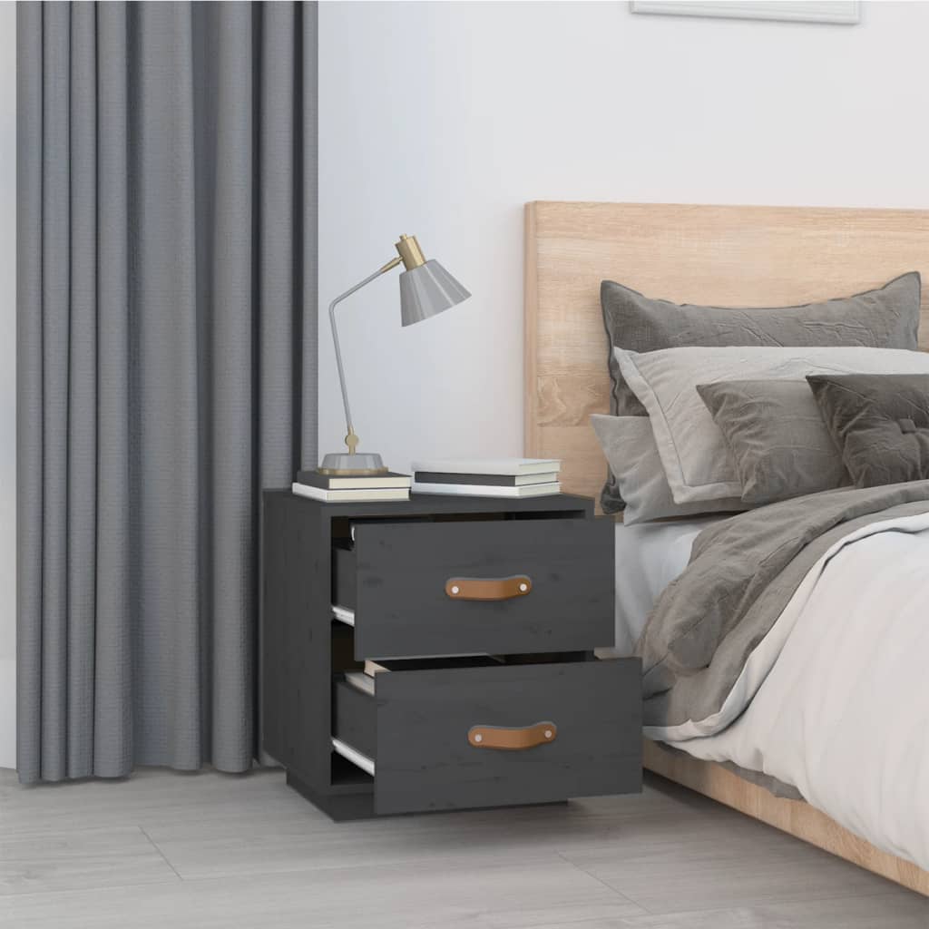 Table de chevet Gris 40x34x45 cm Bois de pin massif - XIOS