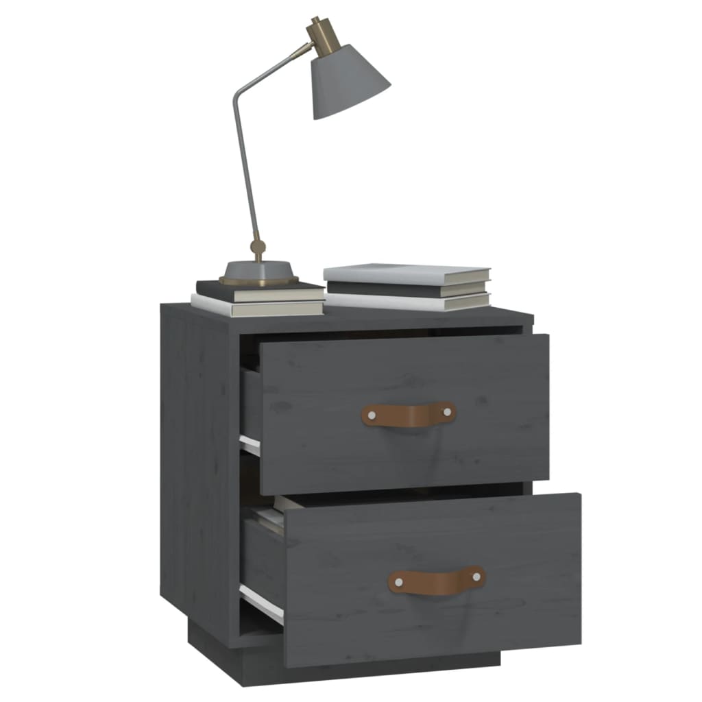 Table de chevet Gris 40x34x45 cm Bois de pin massif - XIOS