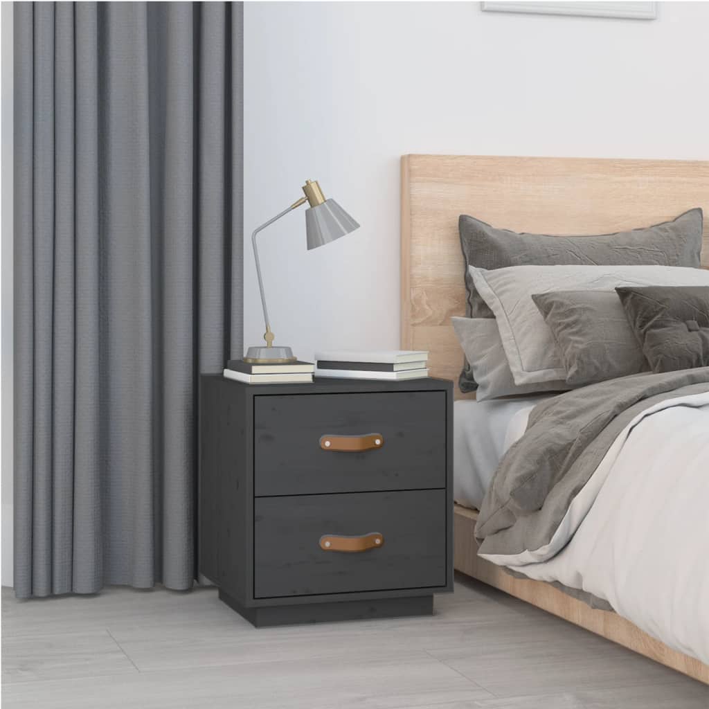 Table de chevet Gris 40x34x45 cm Bois de pin massif - XIOS