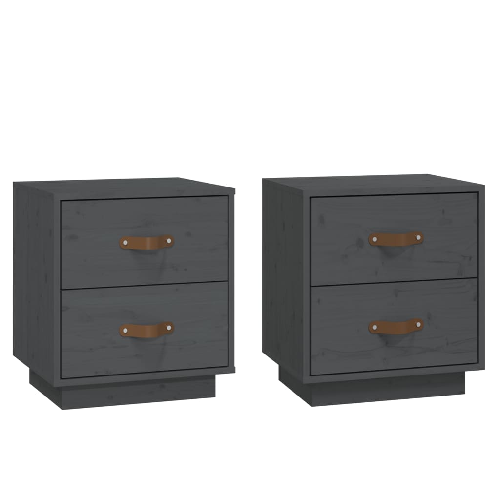 Tables de chevet 2 pcs Gris 40x34x45 cm Bois de pin massif - XIOS