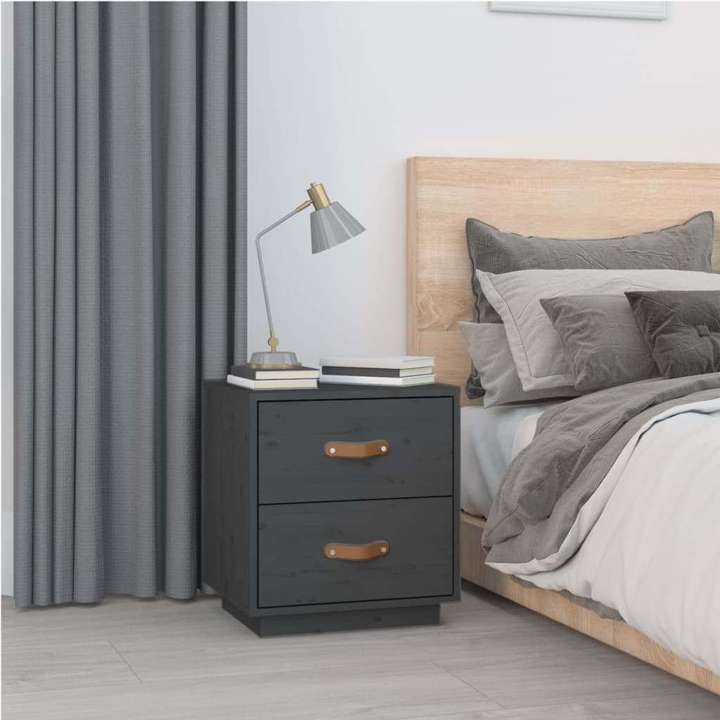 Tables de chevet 2 pcs Gris 40x34x45 cm Bois de pin massif - XIOS