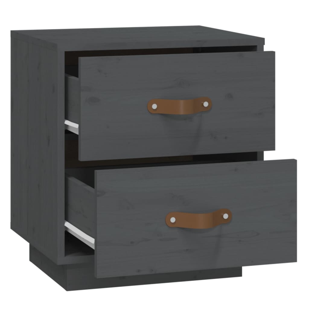 Tables de chevet 2 pcs Gris 40x34x45 cm Bois de pin massif - XIOS