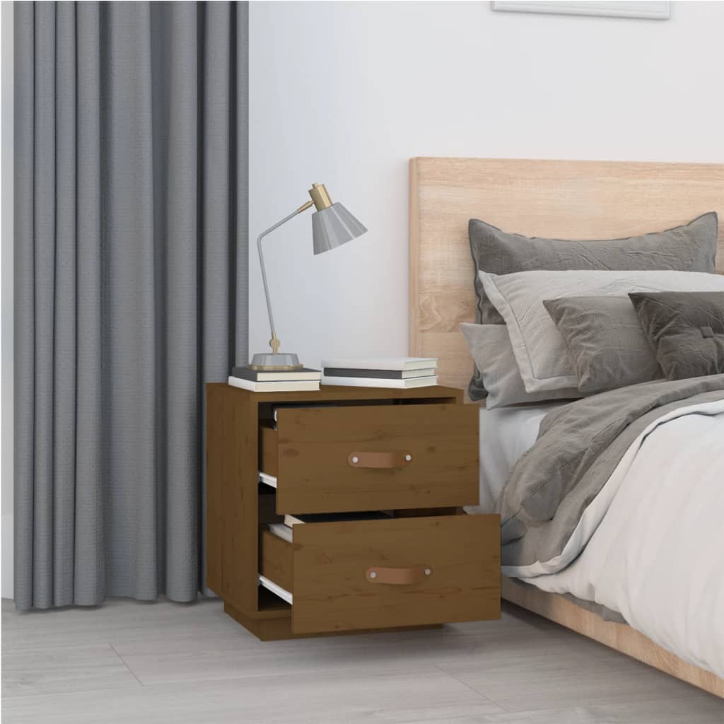 Table de chevet Marron miel 40x34x45 cm Bois de pin massif - XIOS
