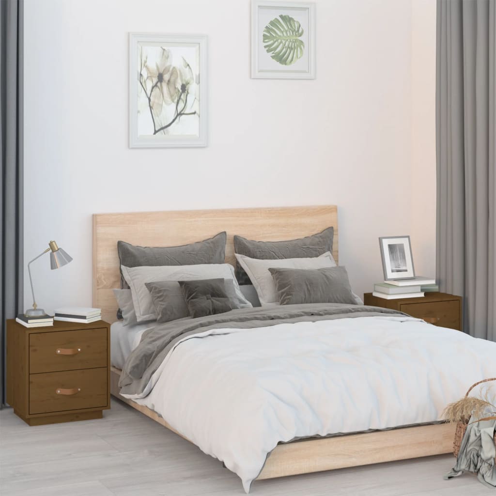 Tables de chevet 2 pcs Marron miel 40x34x45 cm Bois pin massif - XIOS