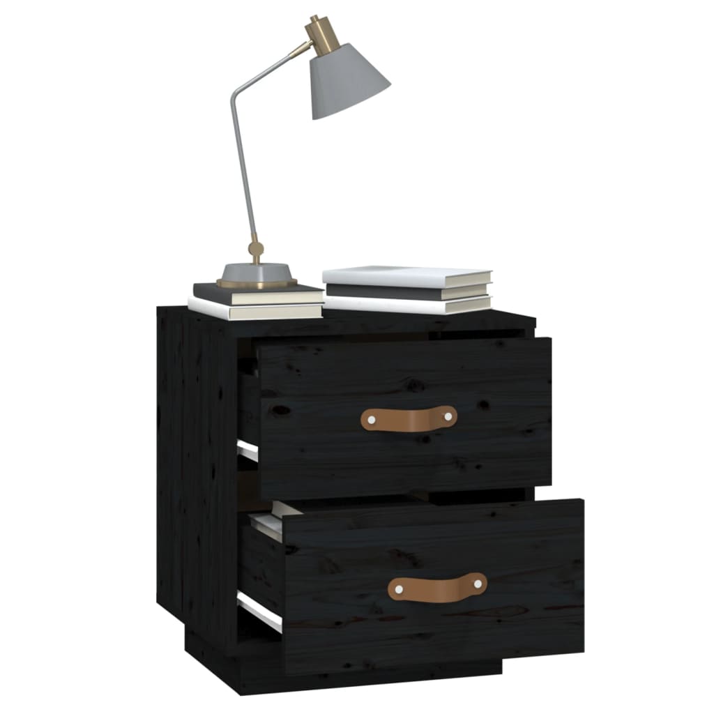 Table de chevet Noir 40x34x45 cm Bois de pin massif - XIOS