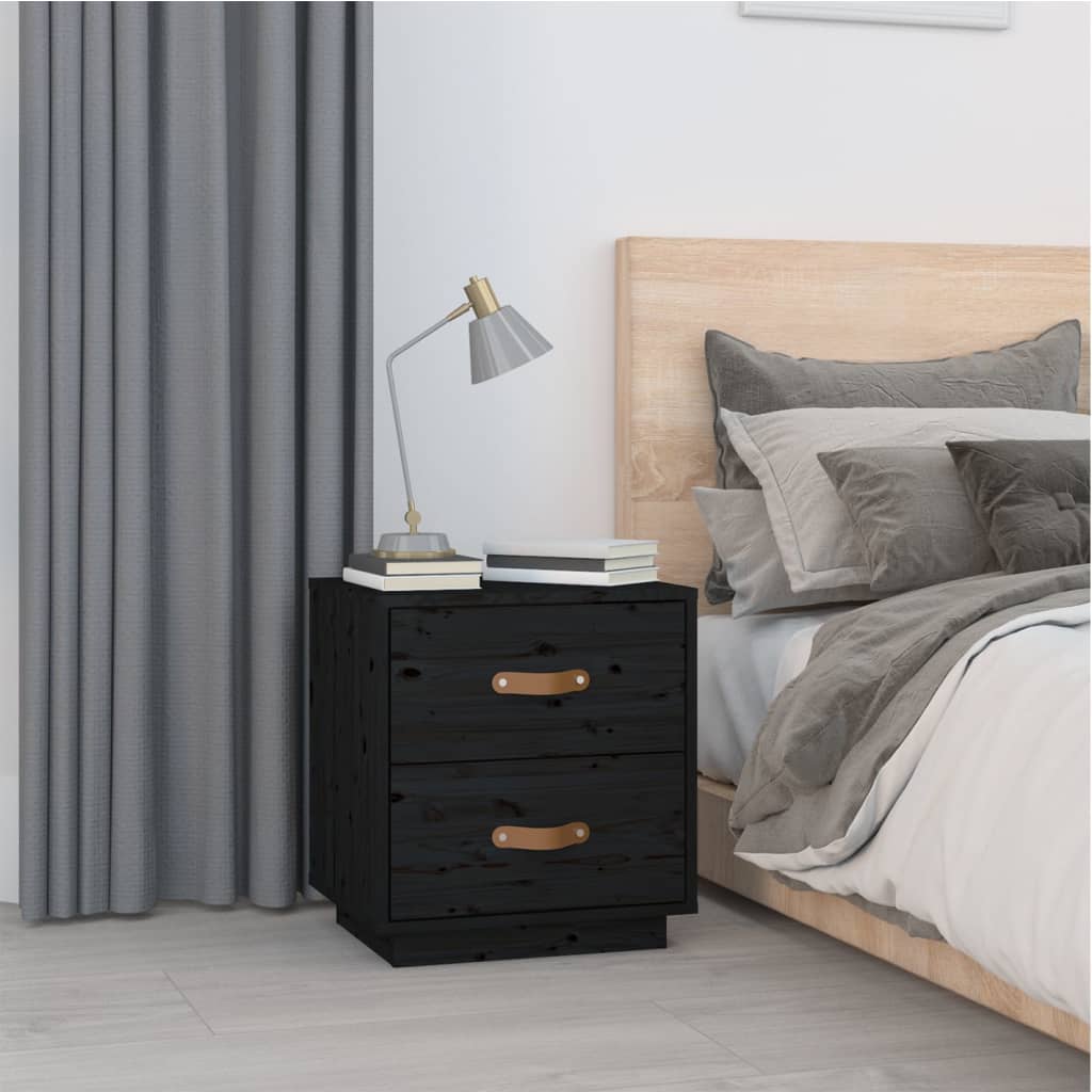 Tables de chevet 2 pcs Noir 40x34x45 cm Bois de pin massif - XIOS