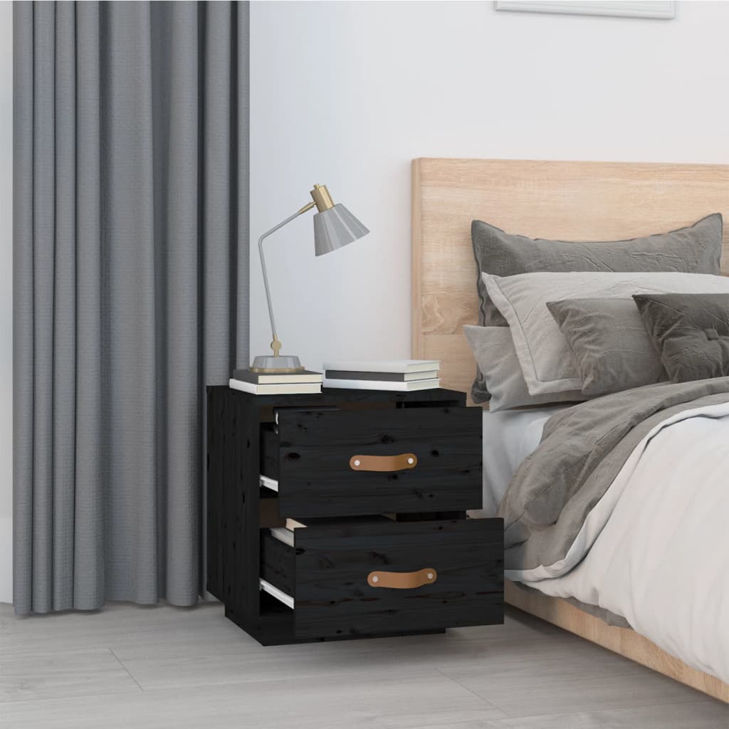 Tables de chevet 2 pcs Noir 40x34x45 cm Bois de pin massif - XIOS
