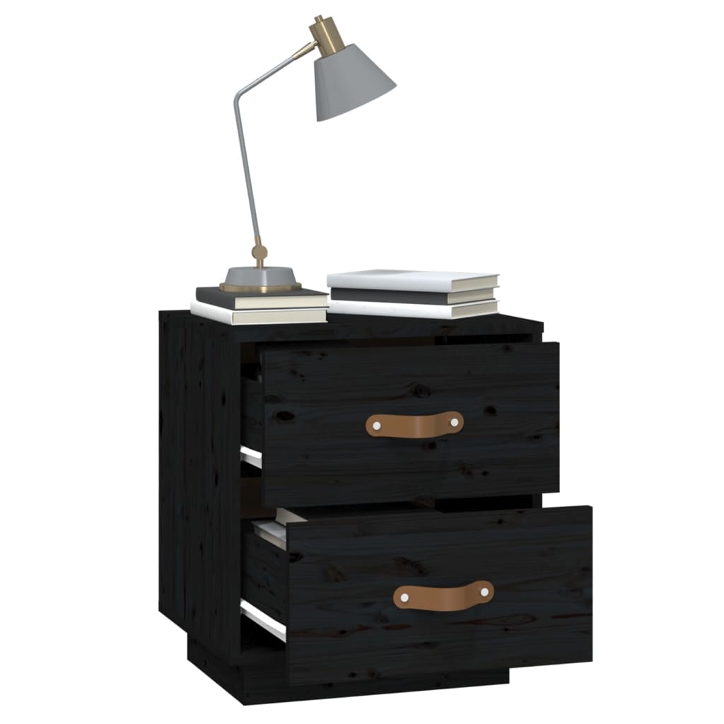 Tables de chevet 2 pcs Noir 40x34x45 cm Bois de pin massif - XIOS