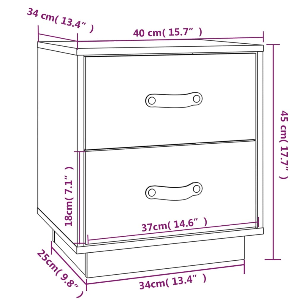 Tables de chevet 2 pcs Noir 40x34x45 cm Bois de pin massif - XIOS