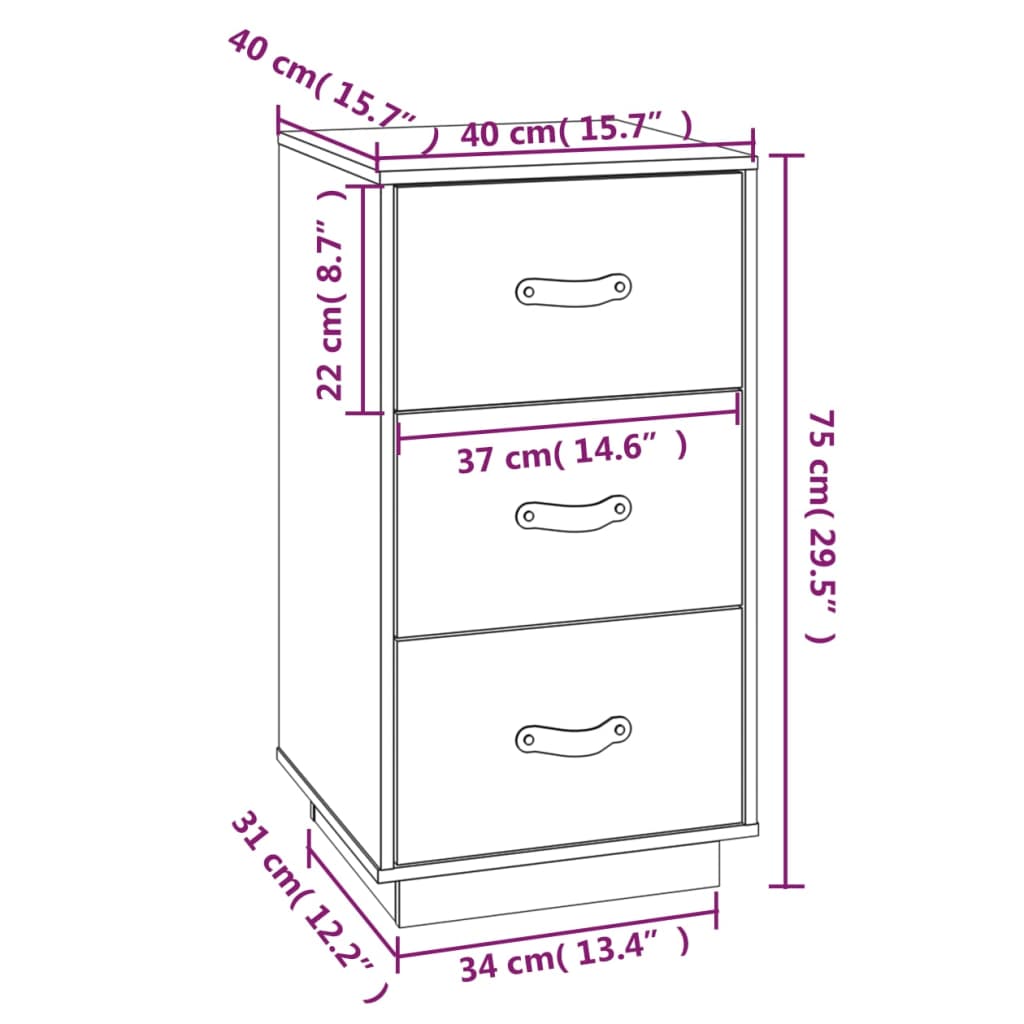 Table de chevet Marron miel 40x40x75 cm Bois de pin solide - XIOS