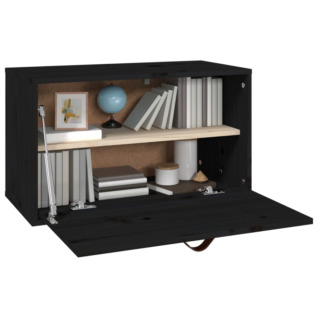 Armoire murale Noir 60x30x35 cm Bois de pin massif - XIOS
