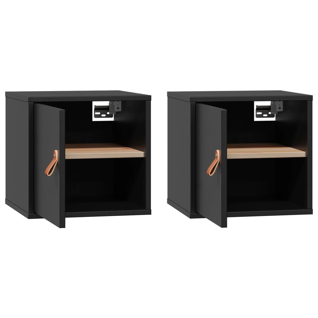 Armoires murales 2 pcs Noir 31,5x30x30 cm Bois de pin massif - XIOS