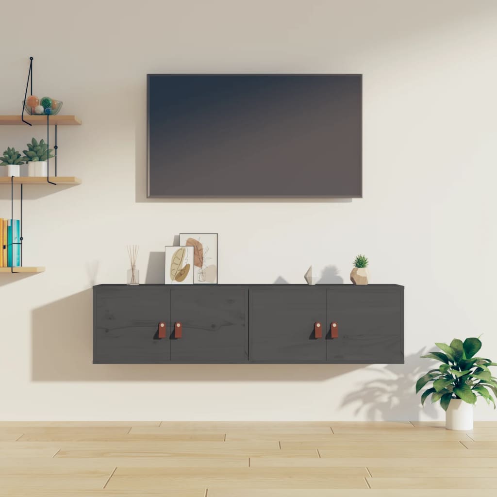 Armoires murales 2 pcs Gris 60x30x30 cm Bois de pin massif - XIOS