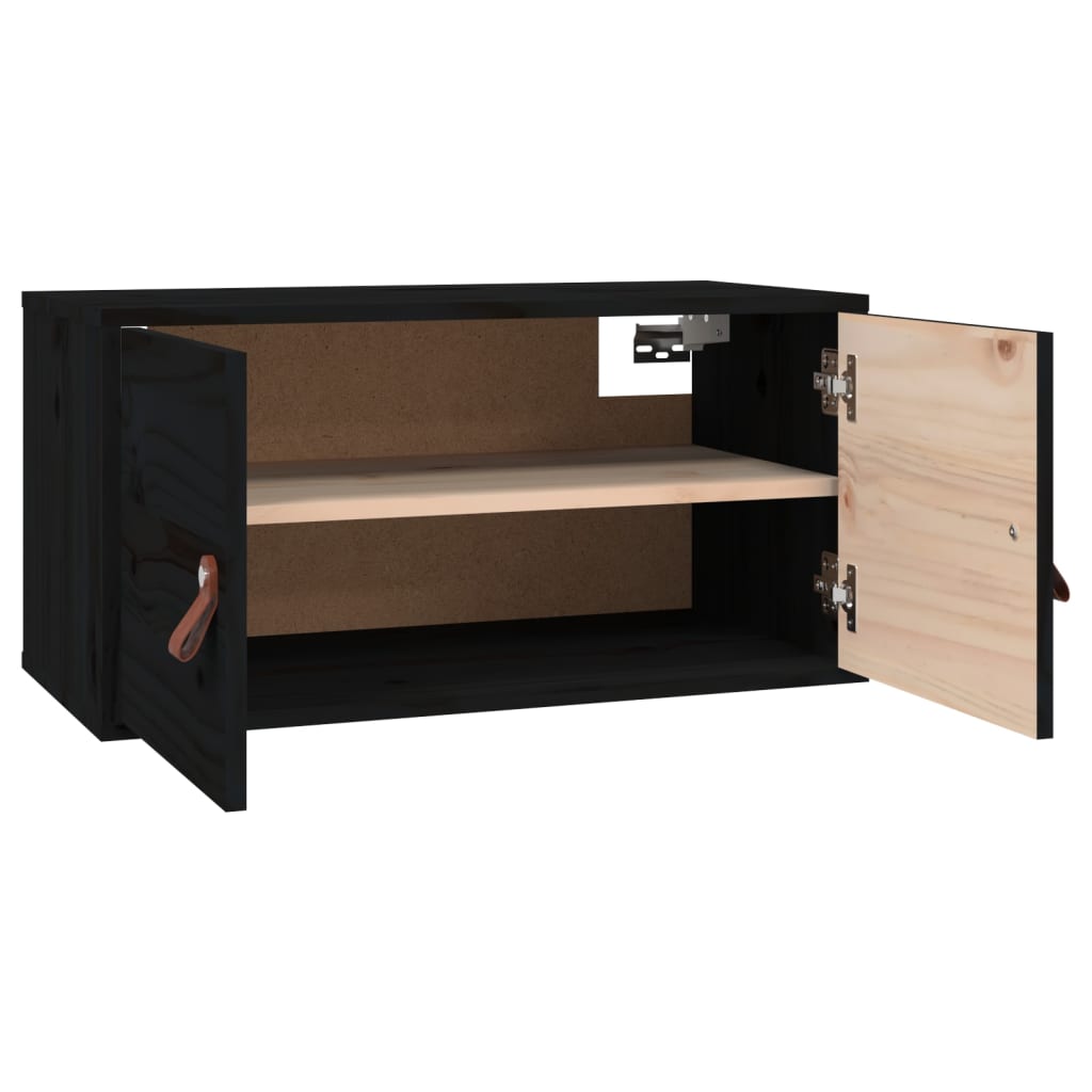 Armoires murales 2 pcs Noir 60x30x30 cm Bois de pin massif - XIOS