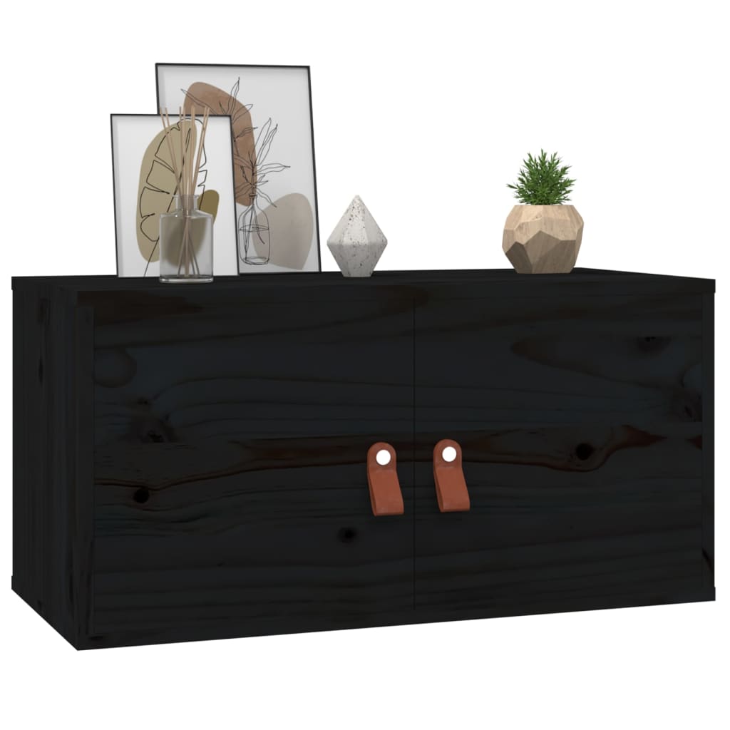 Armoires murales 2 pcs Noir 60x30x30 cm Bois de pin massif - XIOS